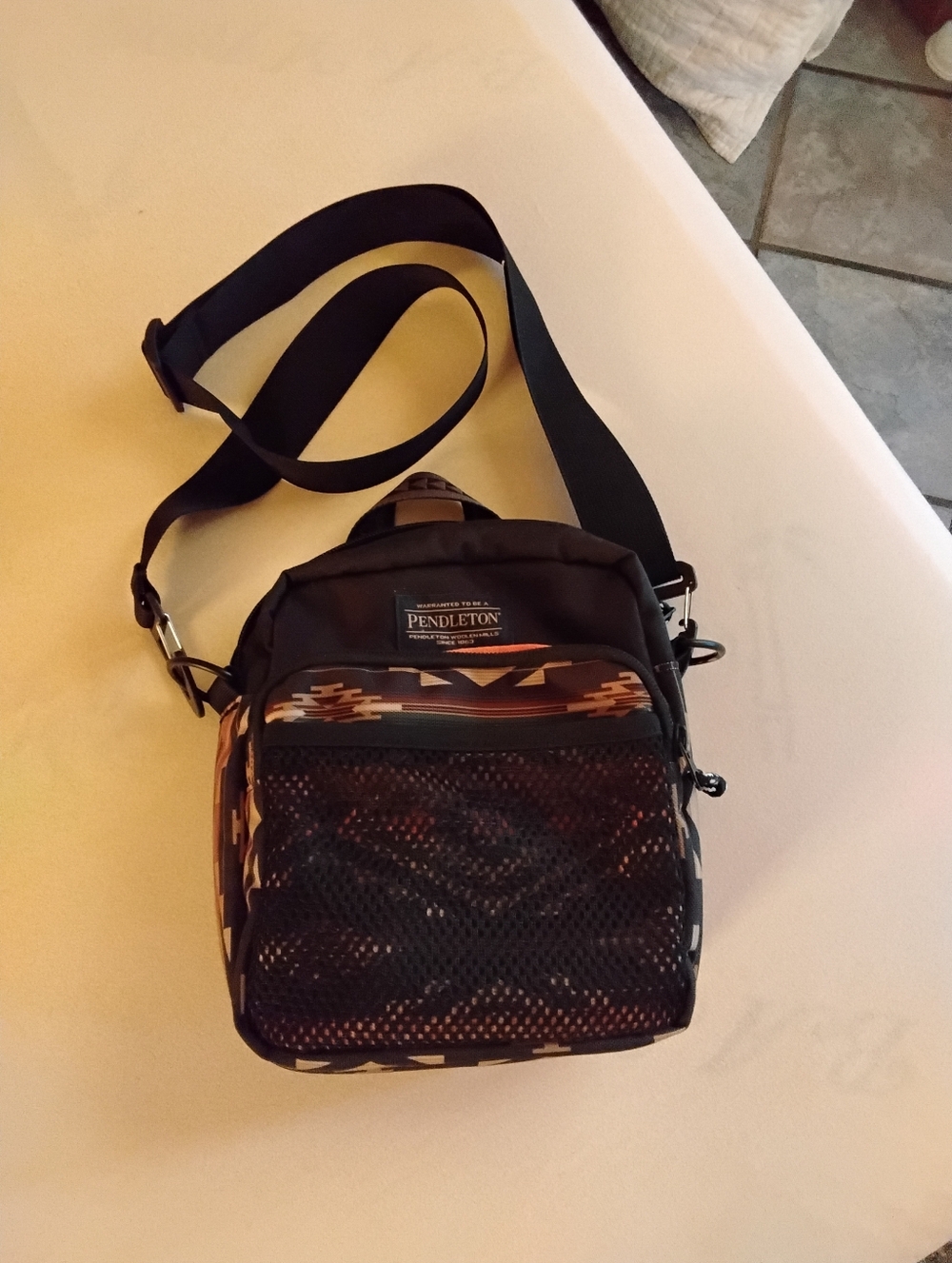 Tribal Print Crossbody Shoulder Bag in Black and Brown